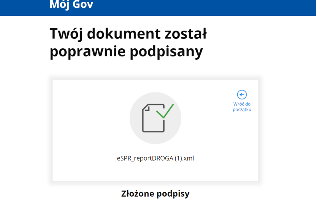 Informacja o podpisaniu sprawozdania.